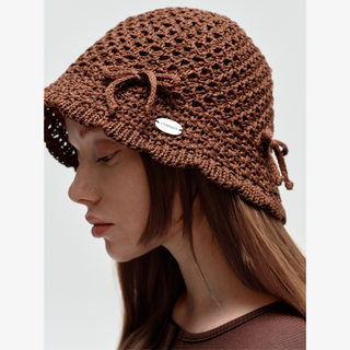 RIBBON POINT CROCHET BUCKET HAT