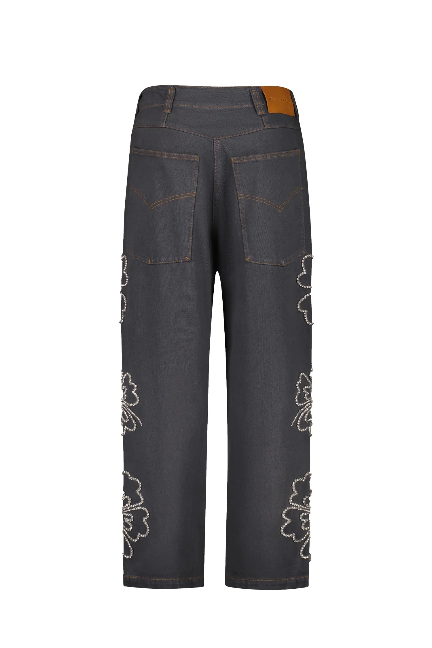 BLUEMARBLE Embroidered Hibiscus Denim Pants-2