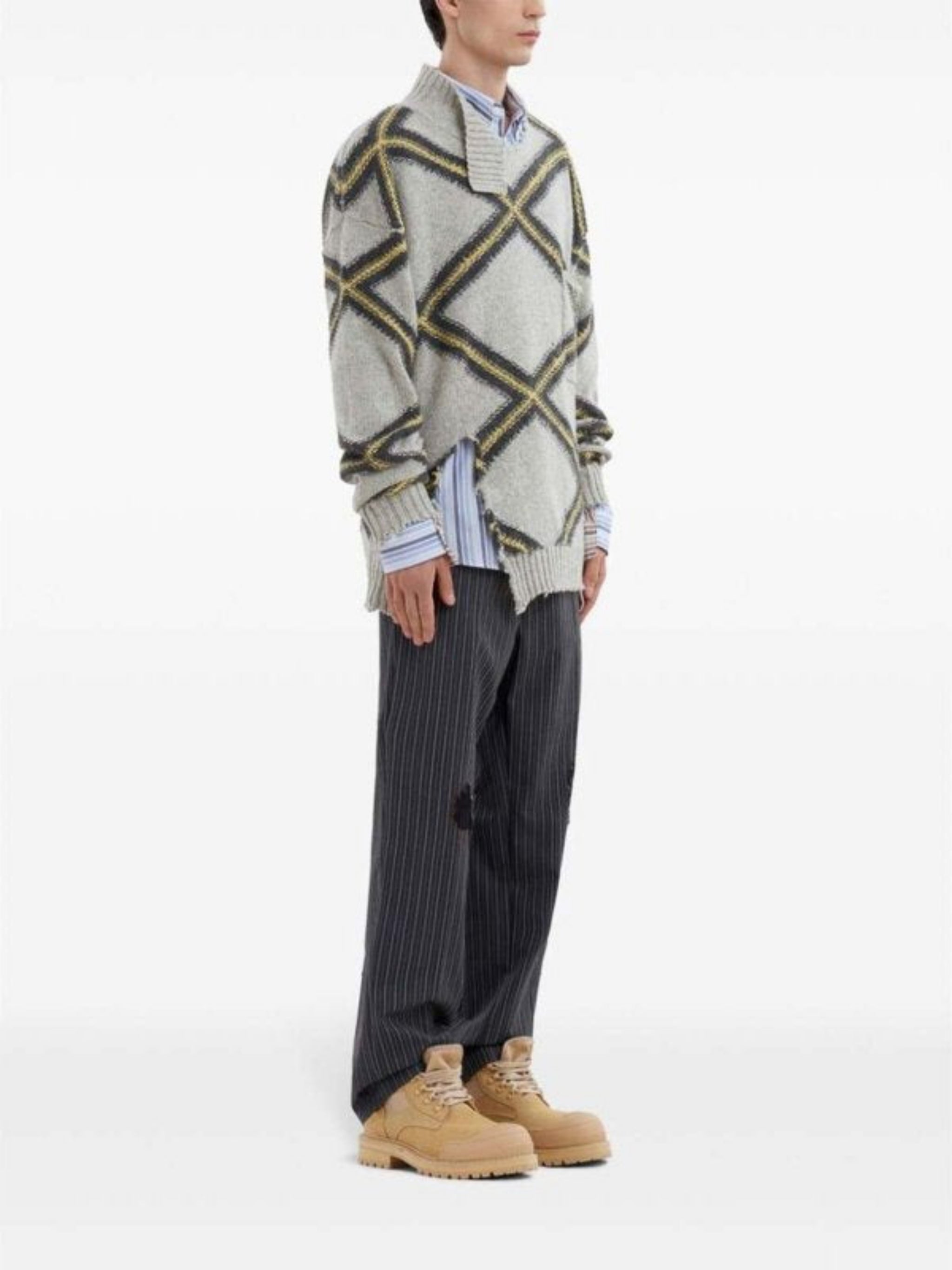 MARNI Distressed Pinstripe Trousers-4