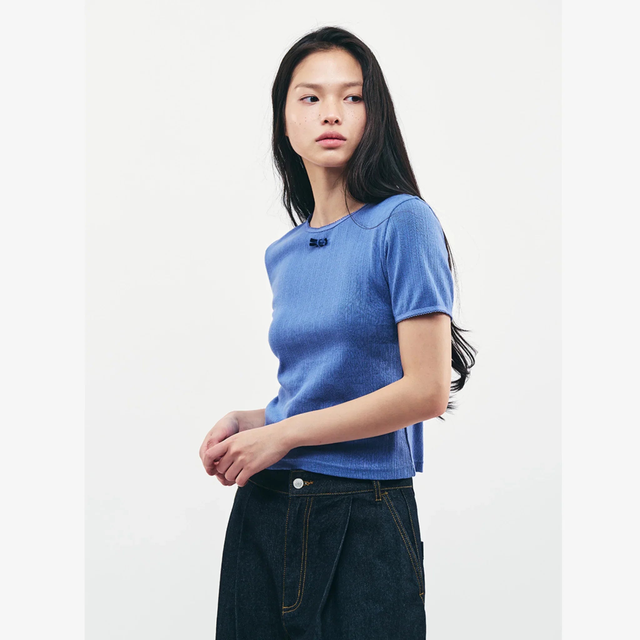 CITYBREEZE RIBBON TIED SLIM SHORT SLEEVE T SHIRT-4
