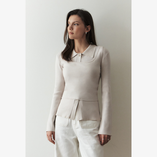 OPEN COLLAR CARDIGAN SET-UP