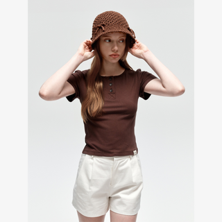 RIBBON POINT CROCHET BUCKET HAT