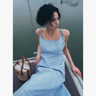 NYLON STRAP RIBBON LONG DRESS