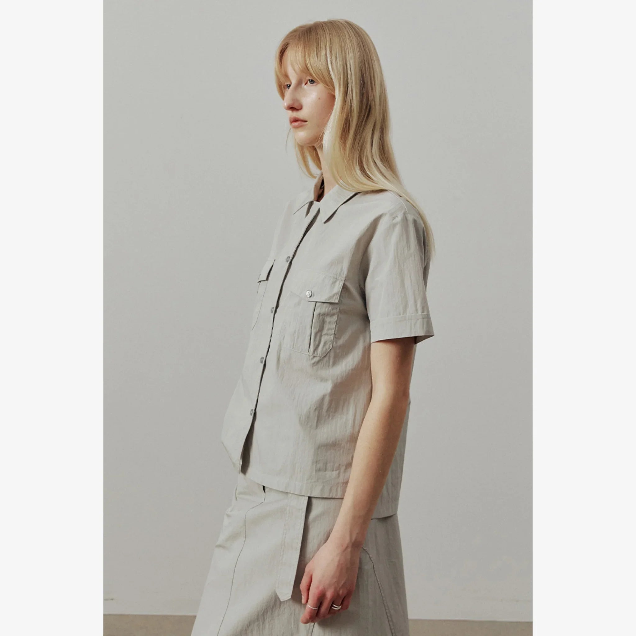 ARTID OPEN COLLAR TWO POCKET SHORT SLEEVE SHIRT-4