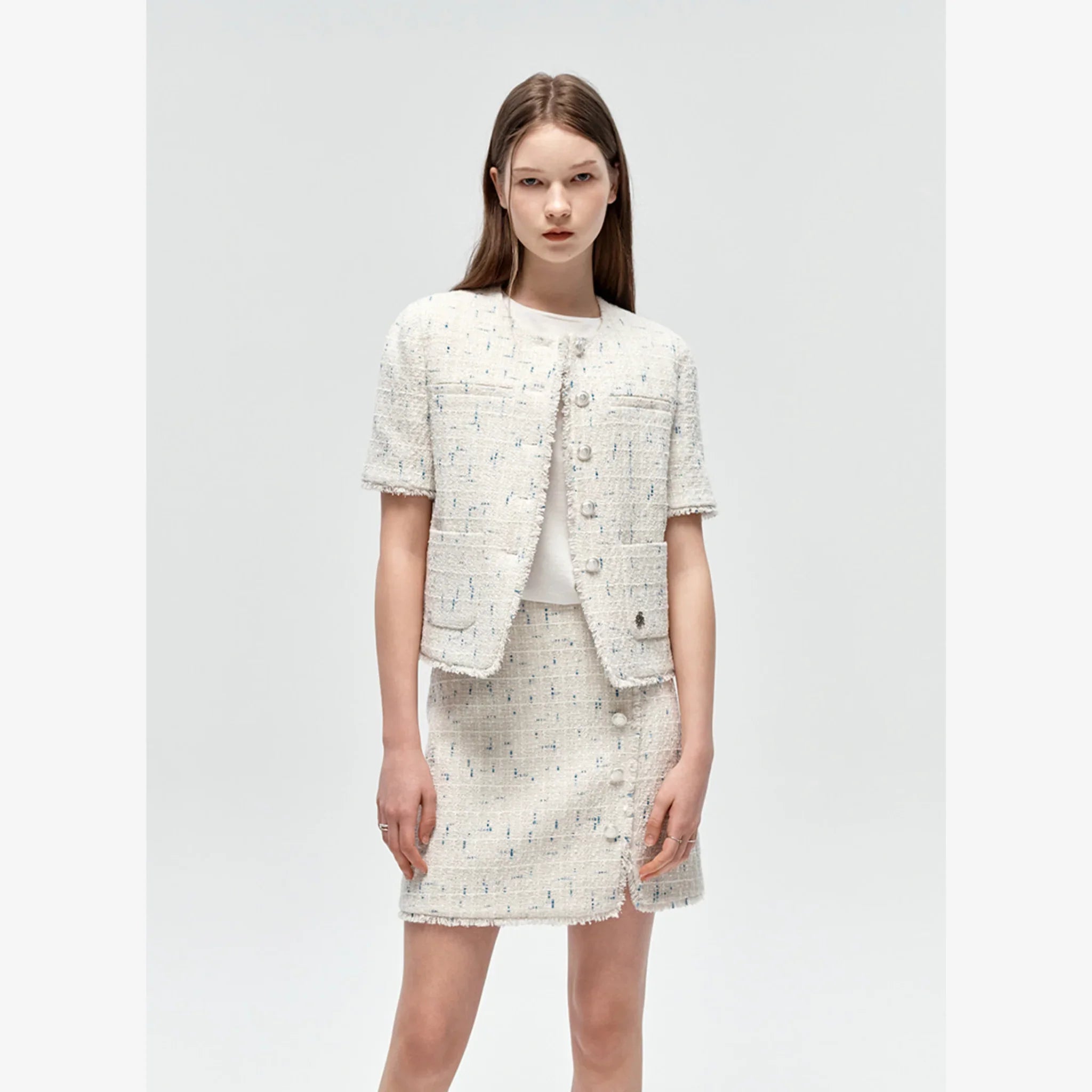 CITYBREEZE TWEED FRINGE MINI SKIRT-4