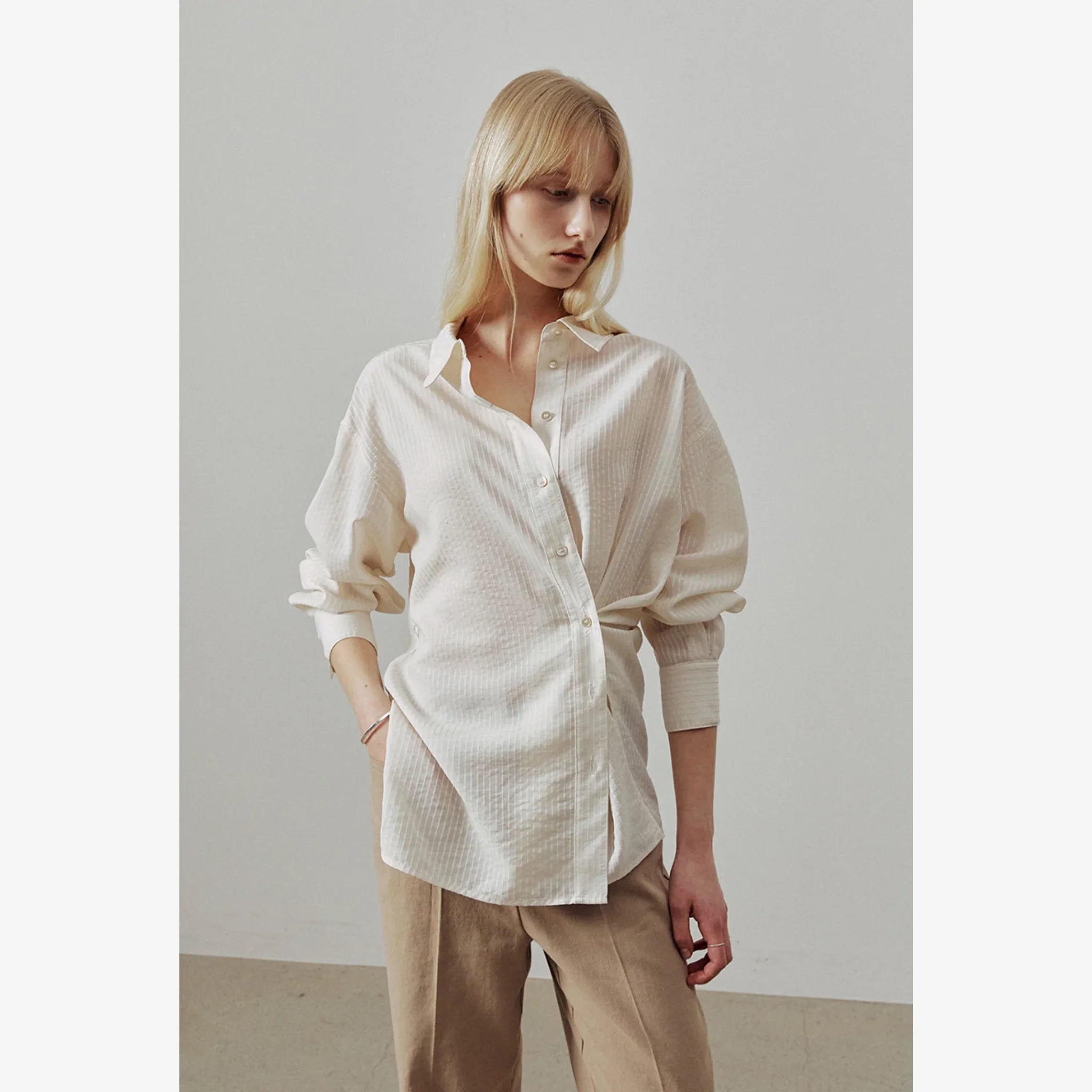 ARTID SEE THROUGH STRIPED OVERSIZED SHIRT-4