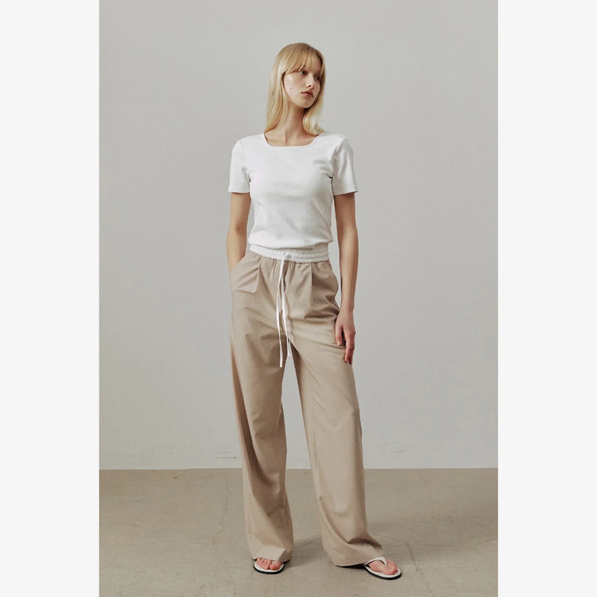 ARTID COLOR BLOCK STRING WIDE PANTS
