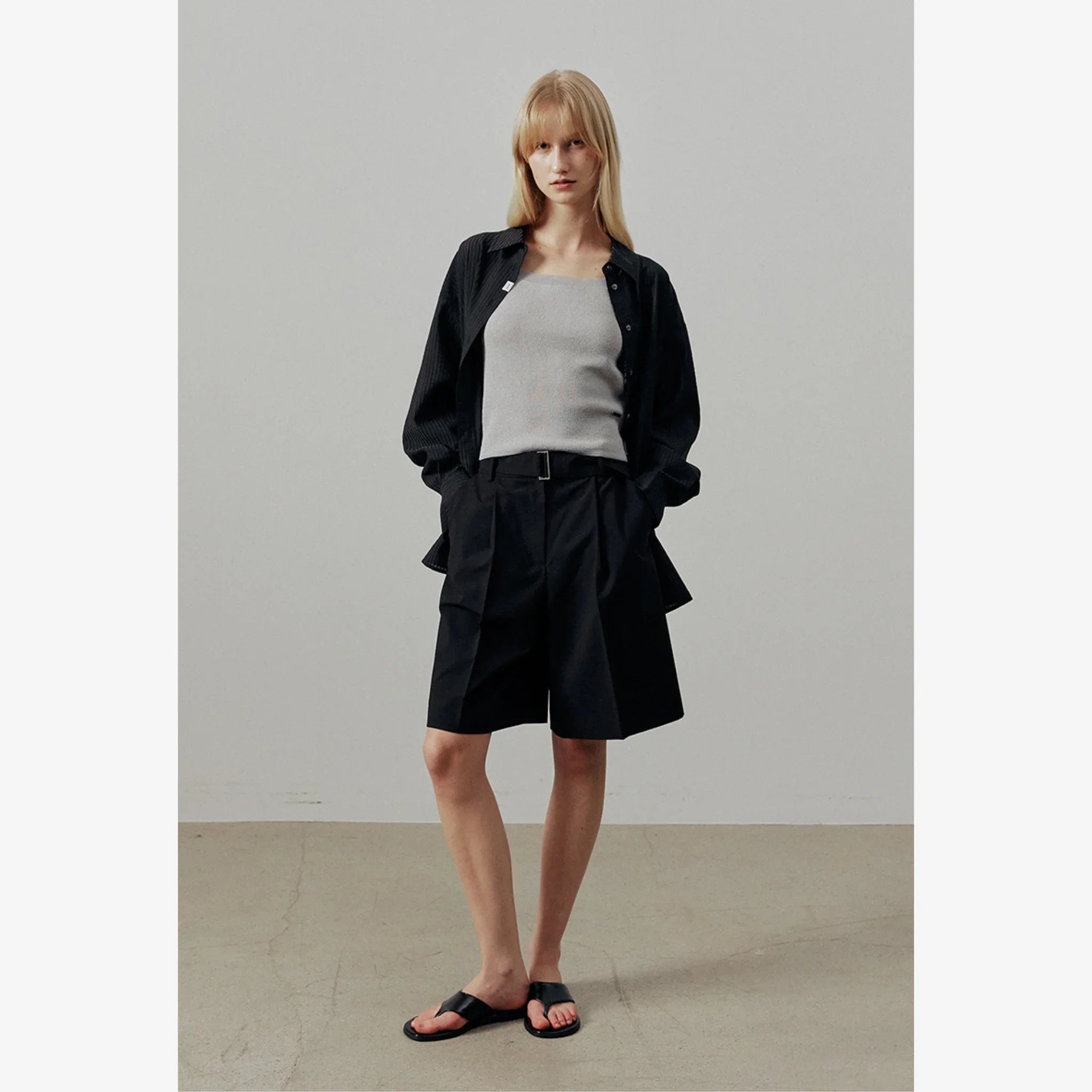ARTID BELTED BERMUDA PANTS-4