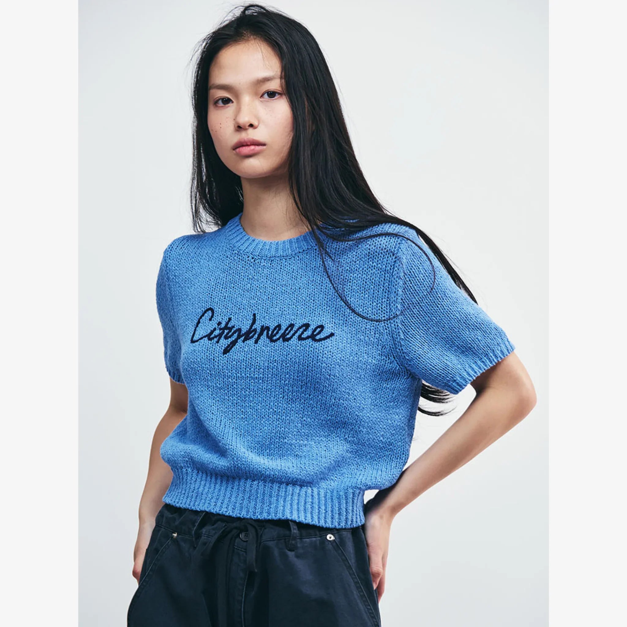 CITYBREEZE CURSIVE LOGO HALF-SLEEVE KNIT-4