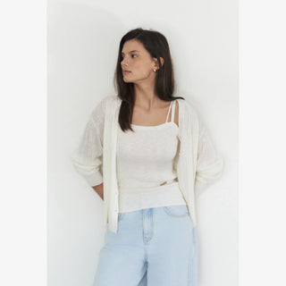 ARTID TWO-WAY UNBALANCE BUTTON-UP CARDIGAN SET-UP