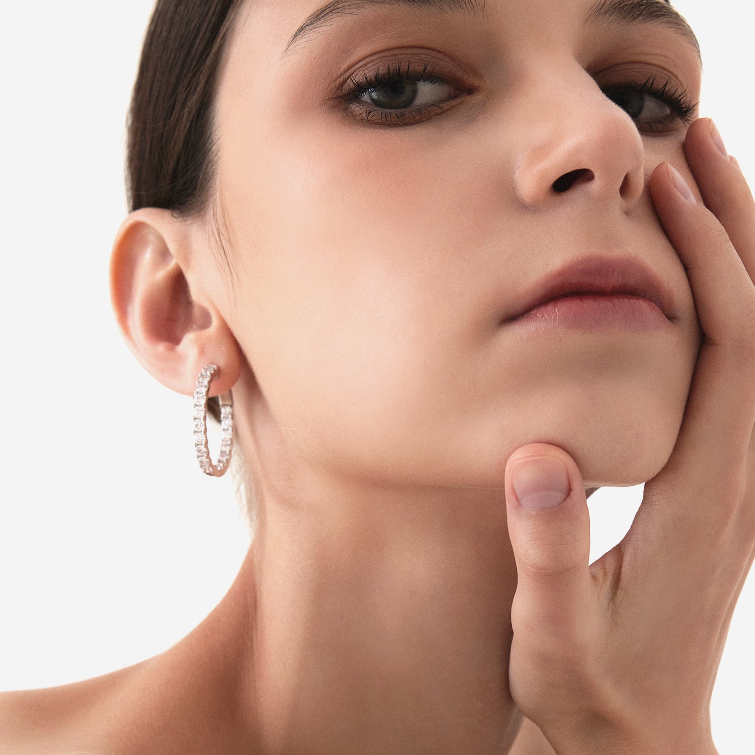 MSGRN Asscher Signature Hoop Earrings Rhodium plated 925 Silver-5