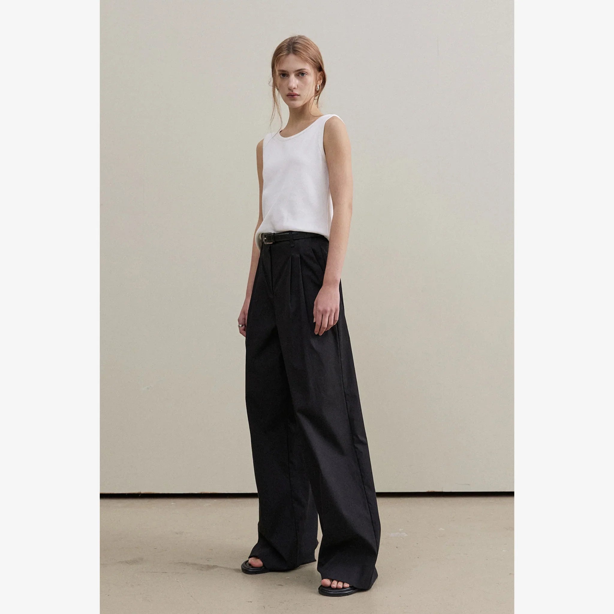 ARTID TWO-TUCK WIDE SLACKS-4