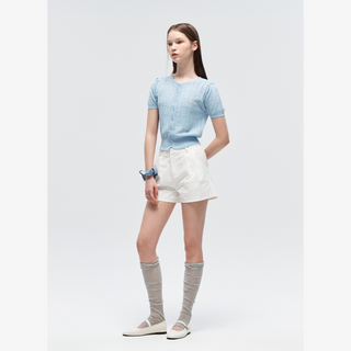 LACY PUFF SHORT SLEEVE CARDIGAN