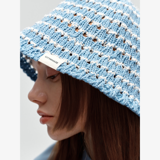 COLOR BLOCK CROCHET BUCKET HAT