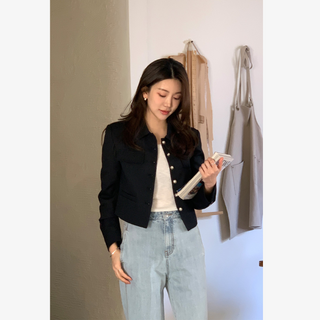 BUTTON POINT TWEED COLLAR JACKET