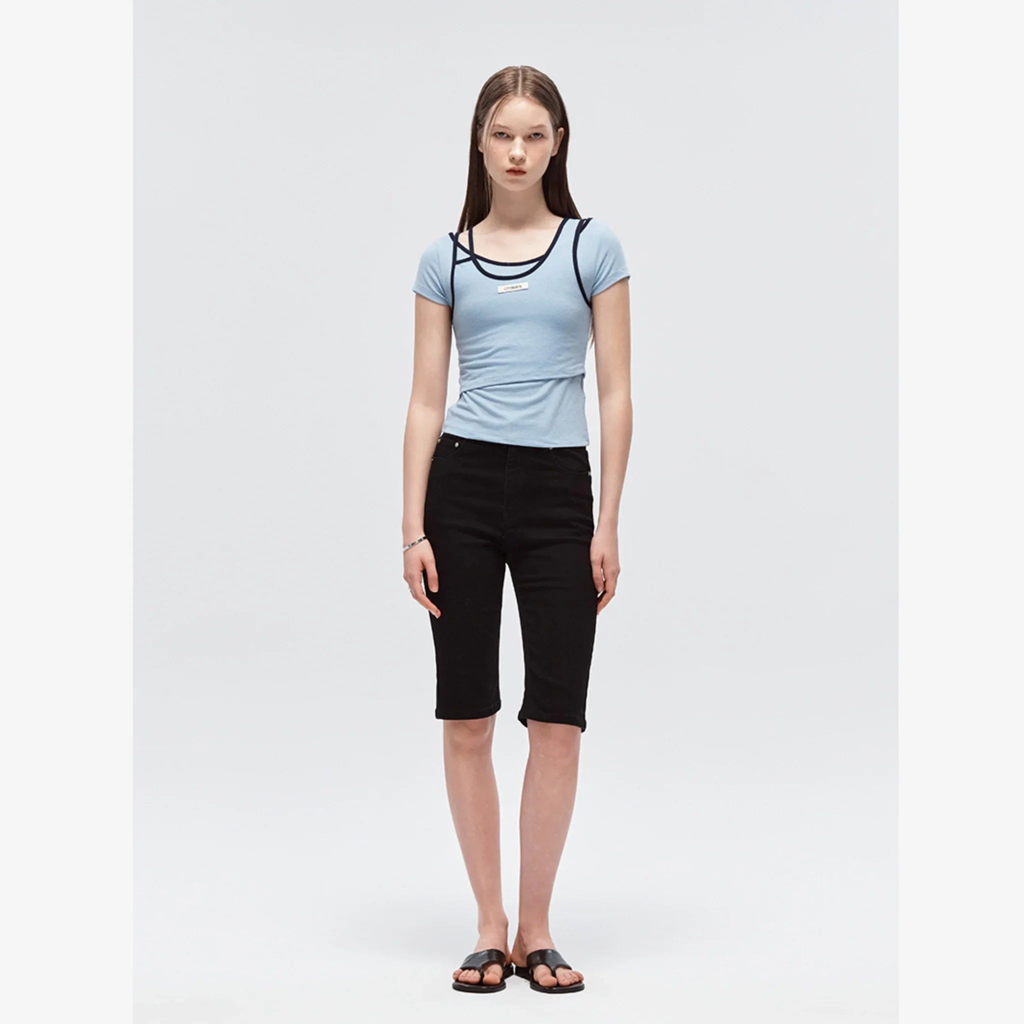 CITYBREEZE POINT LINE LAYERED SHORT SLEEVE T-SHIRT-4