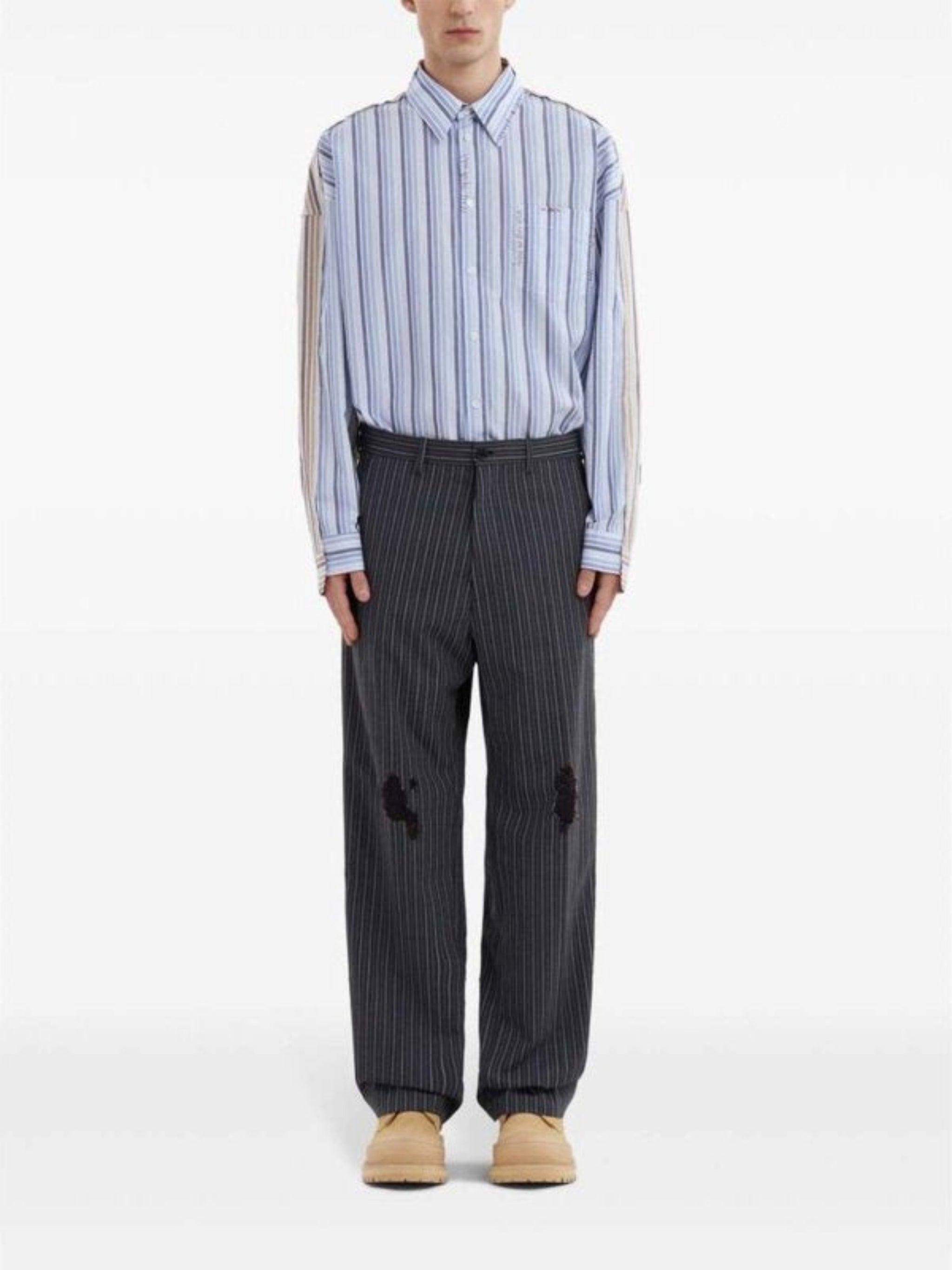 MARNI Distressed Pinstripe Trousers-5