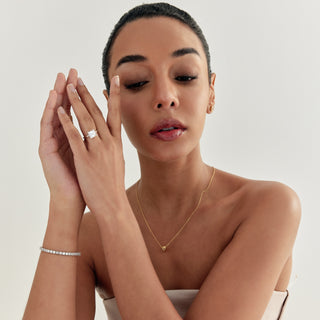 MSGRN Asscher Stud Ring Rhodium plated 925 Silver