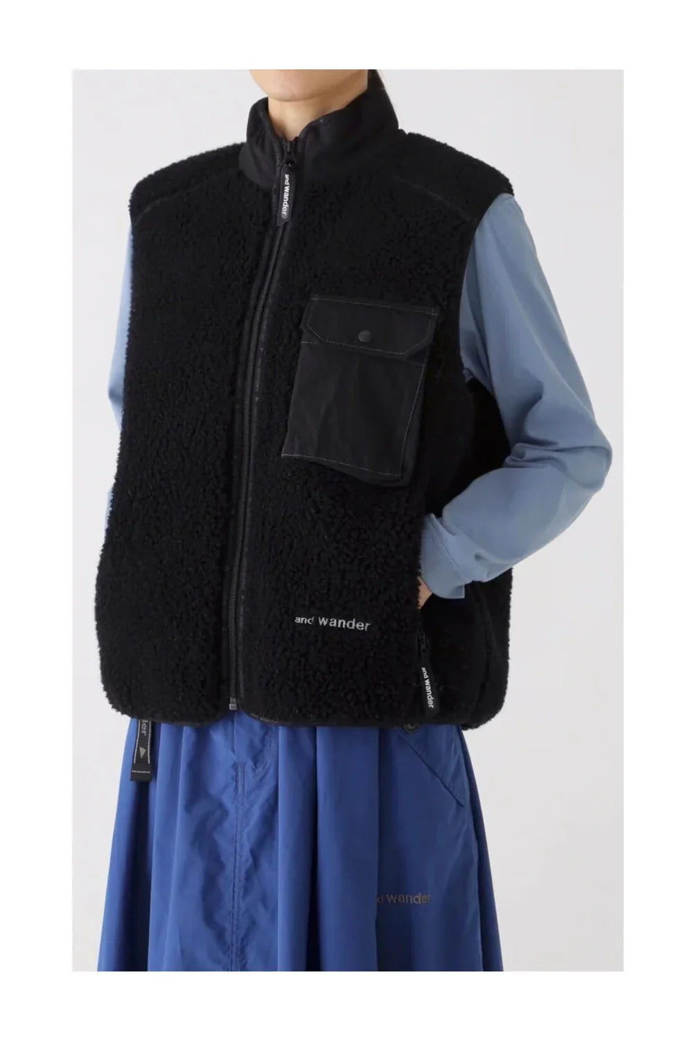And Wander Wool Boa Vest-4