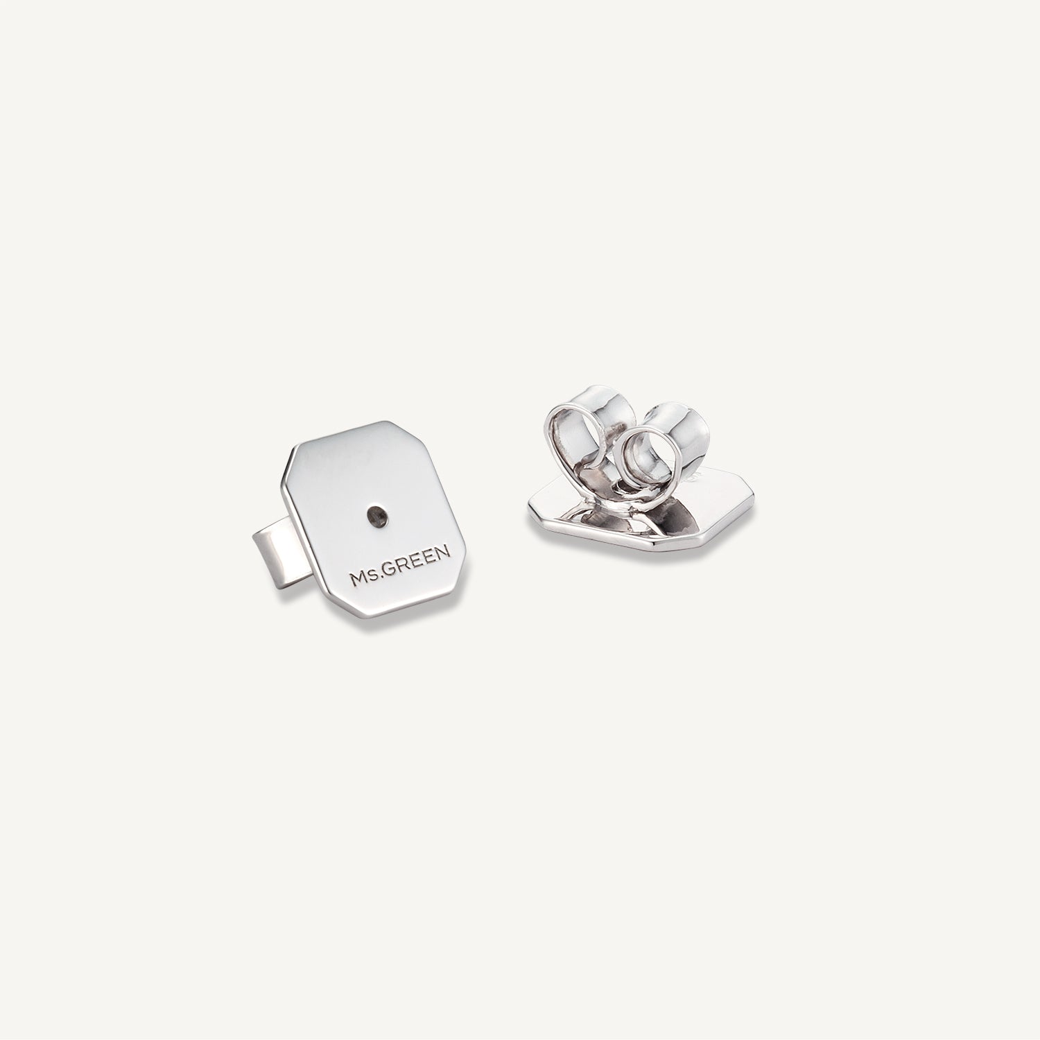 MSGRN Asscher Stud Earrings Rhodium plated 925 Silver-6
