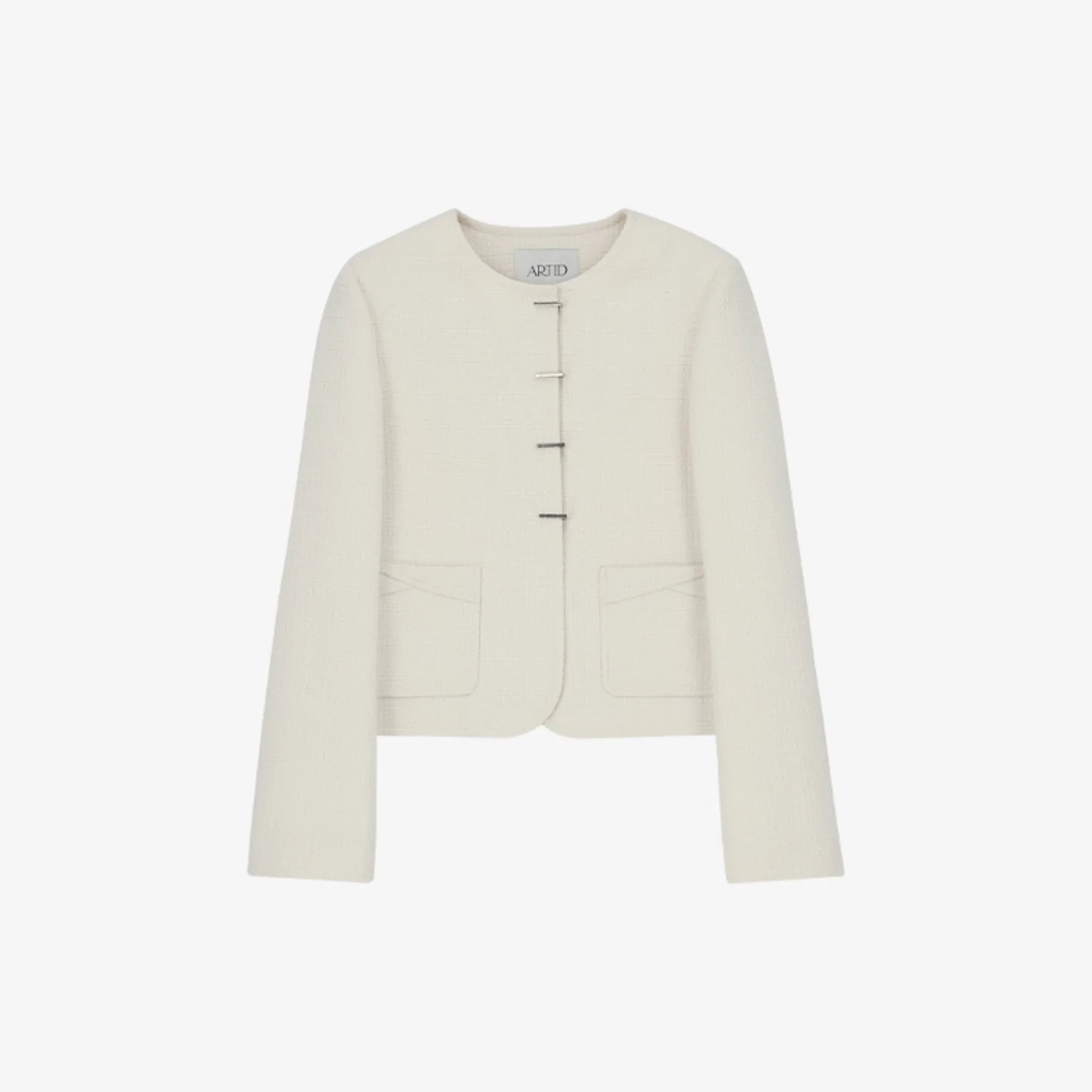 ARTID BUCKLE DETAIL TWEED JACKET | IVORY-2