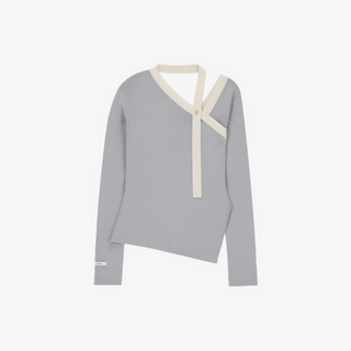 ONE-SHOULDER COLOR-BLOCK KNIT