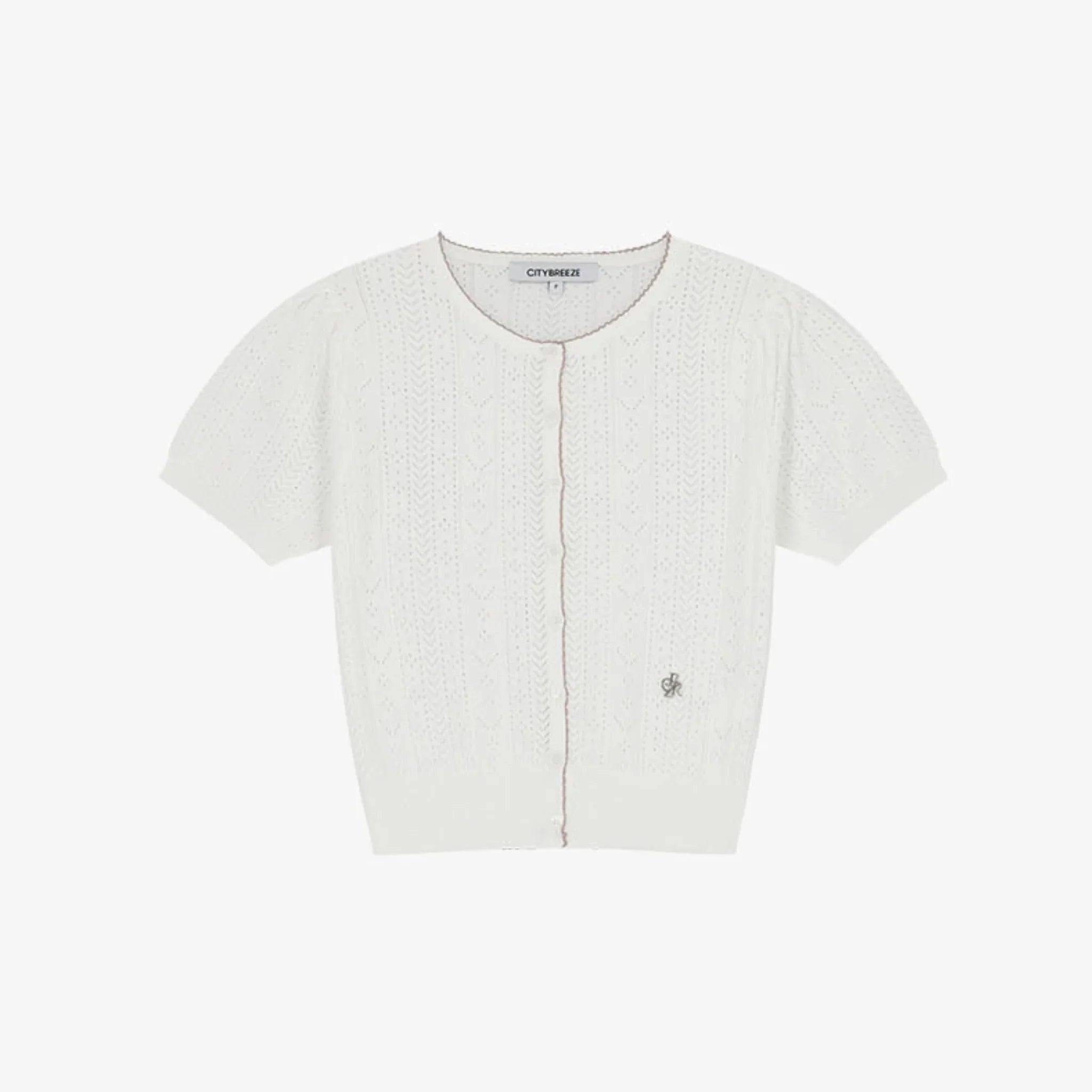 CITYBREEZE LACY PUFF SHORT SLEEVE CARDIGAN