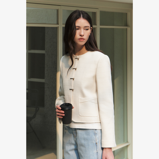 BUCKLE DETAIL TWEED JACKET