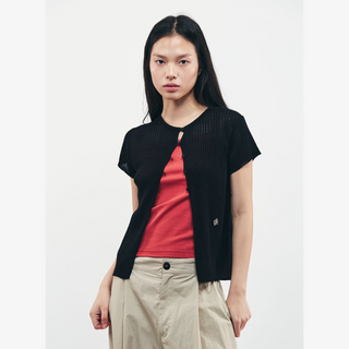 PEAK BUTTON-UP SHORT SLEEVE CARDIGAN