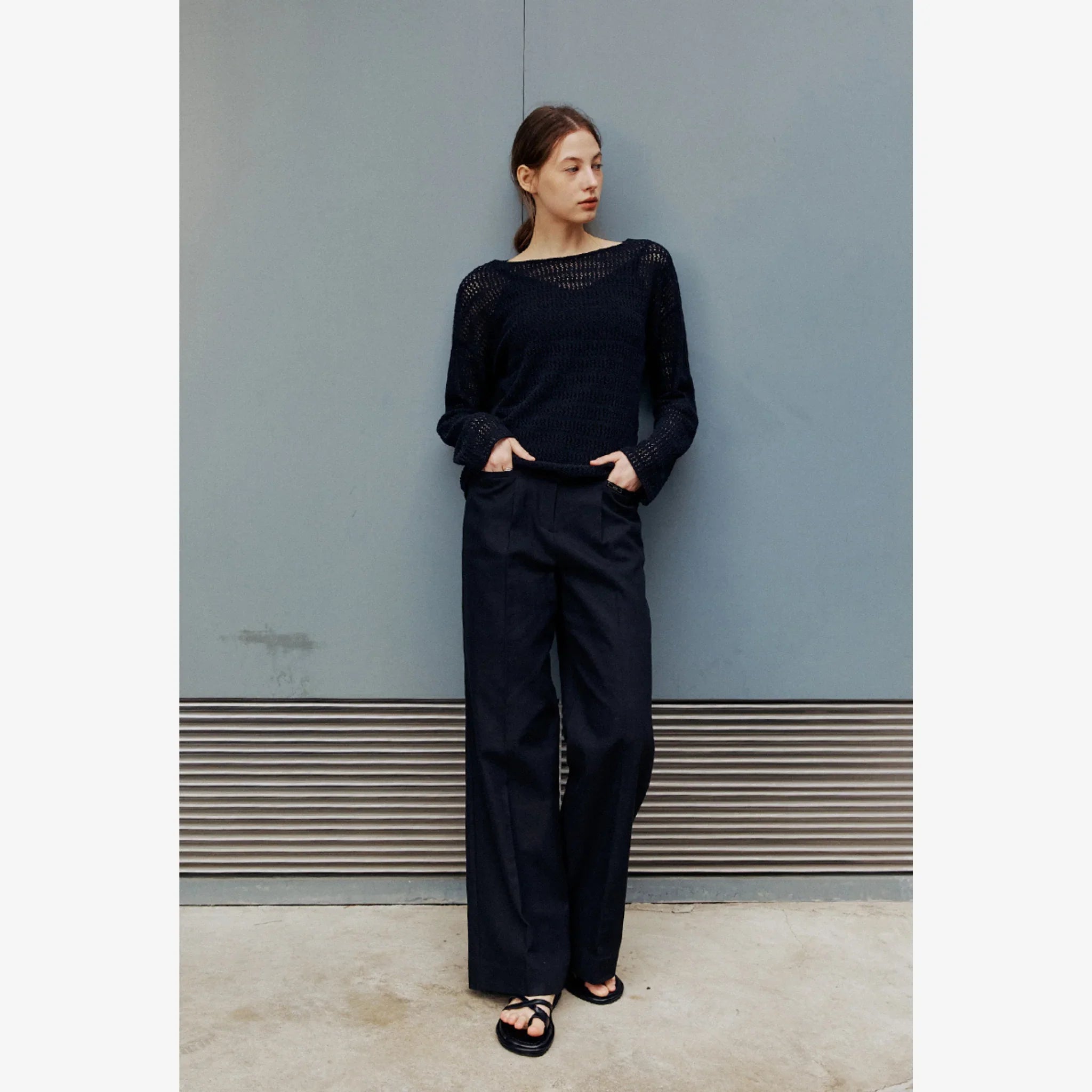 ARTID LINEN BUCKLE WIDE PANTS-7