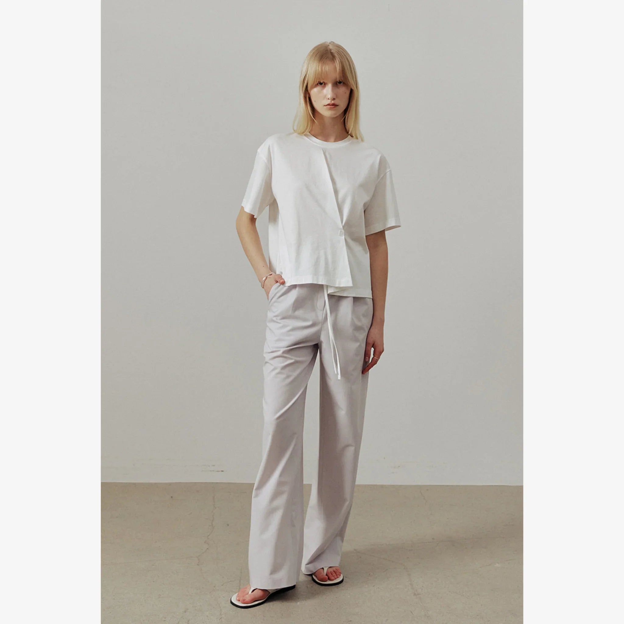 ARTID COLOR BLOCK STRING WIDE PANTS-7