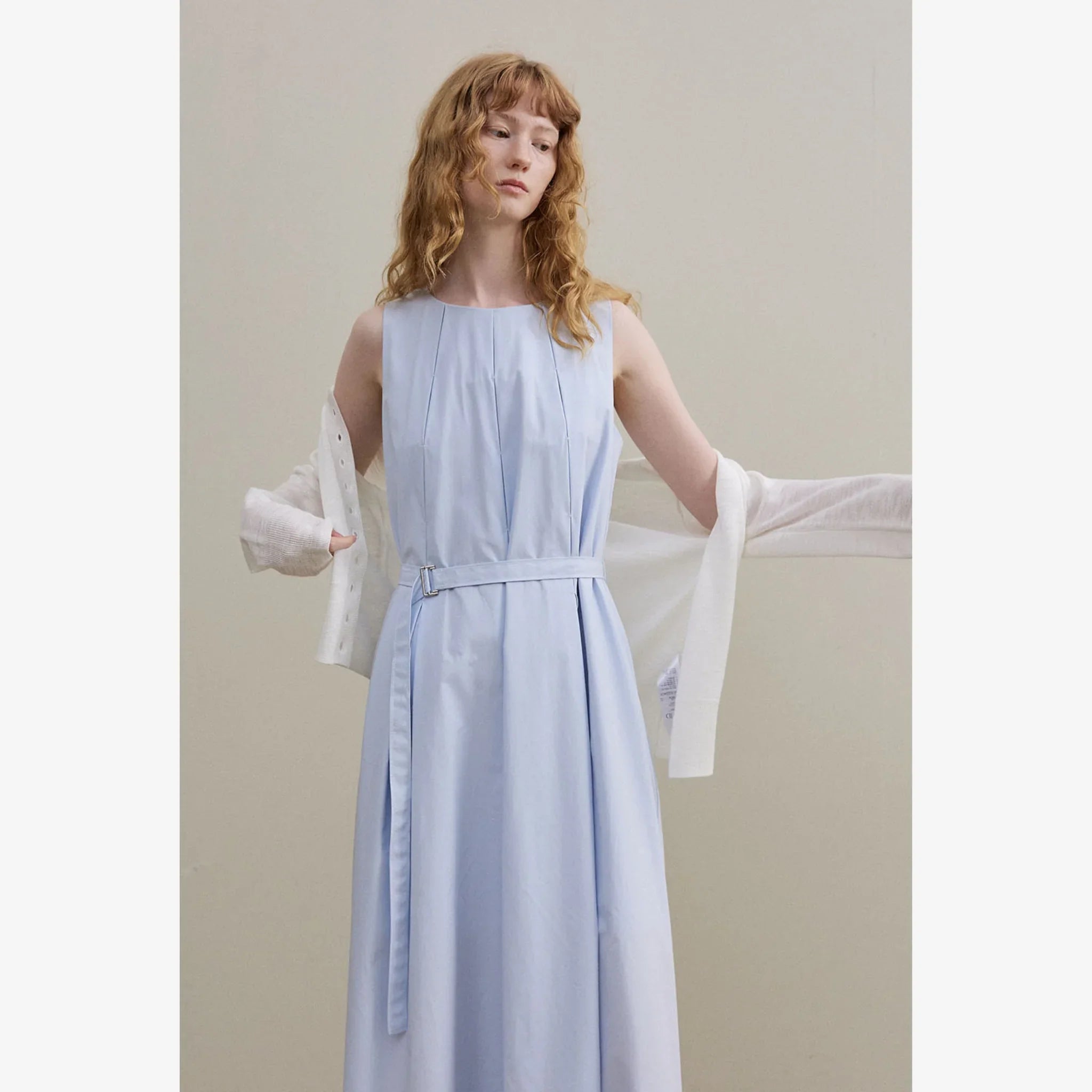 ARTID BOX PLEATED SLEEVELESS DRESS-7