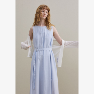 BOX PLEATED SLEEVELESS DRESS