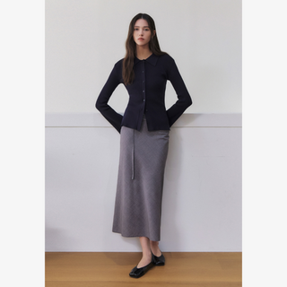 OPEN COLLAR CARDIGAN SET-UP