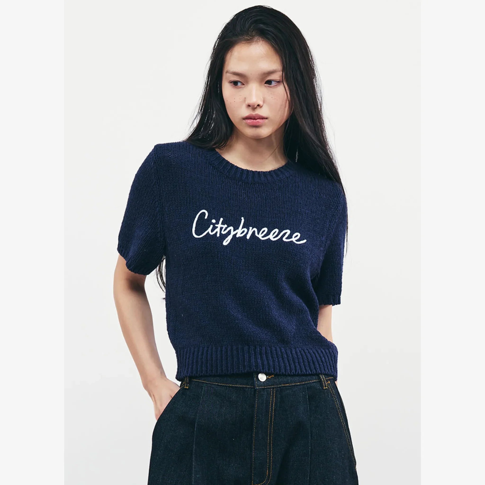 CITYBREEZE CURSIVE LOGO HALF-SLEEVE KNIT-7