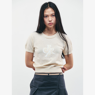 BOUCLE SYMBOL LOGO HALF-SLEEVE KNIT