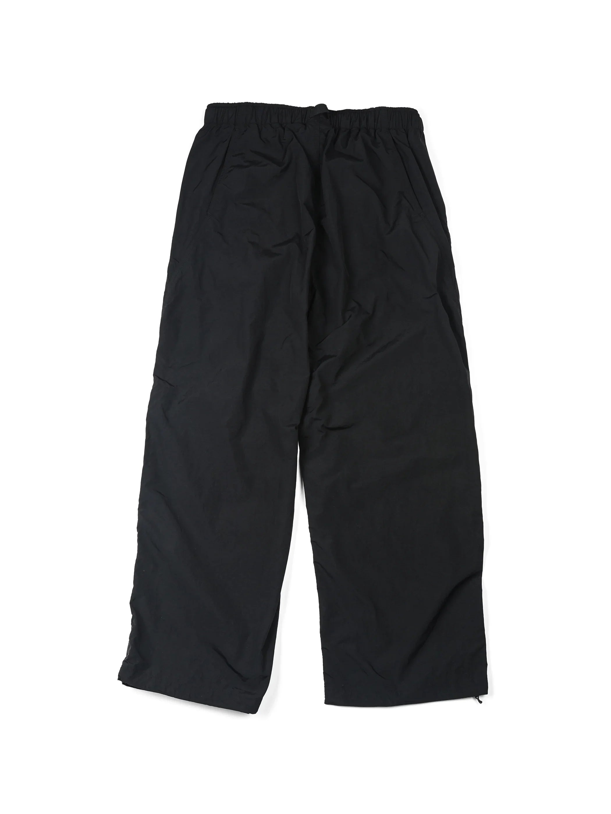 Black wide-leg pants with elastic waistband on white background
