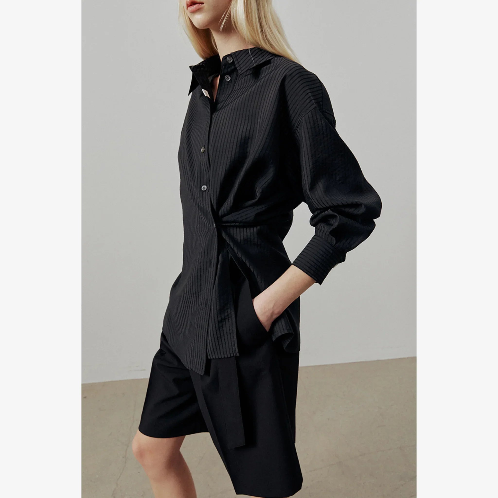 ARTID SEE THROUGH STRIPED OVERSIZED SHIRT-8