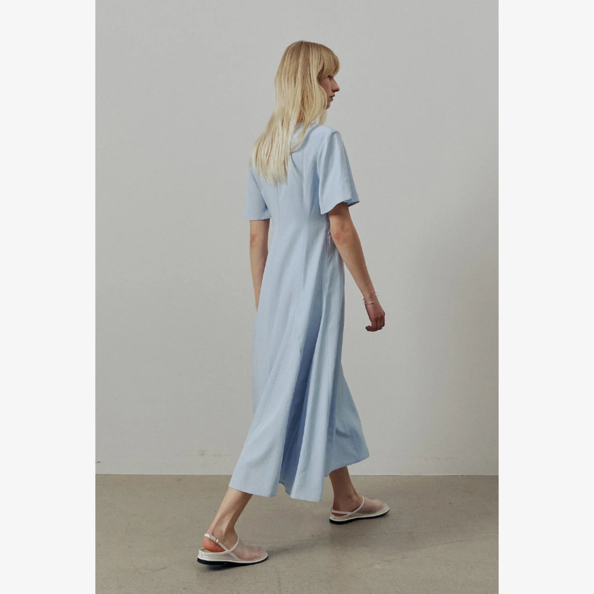 ARTID LINEN FLARE SHORT SLEEVE DRESS-8