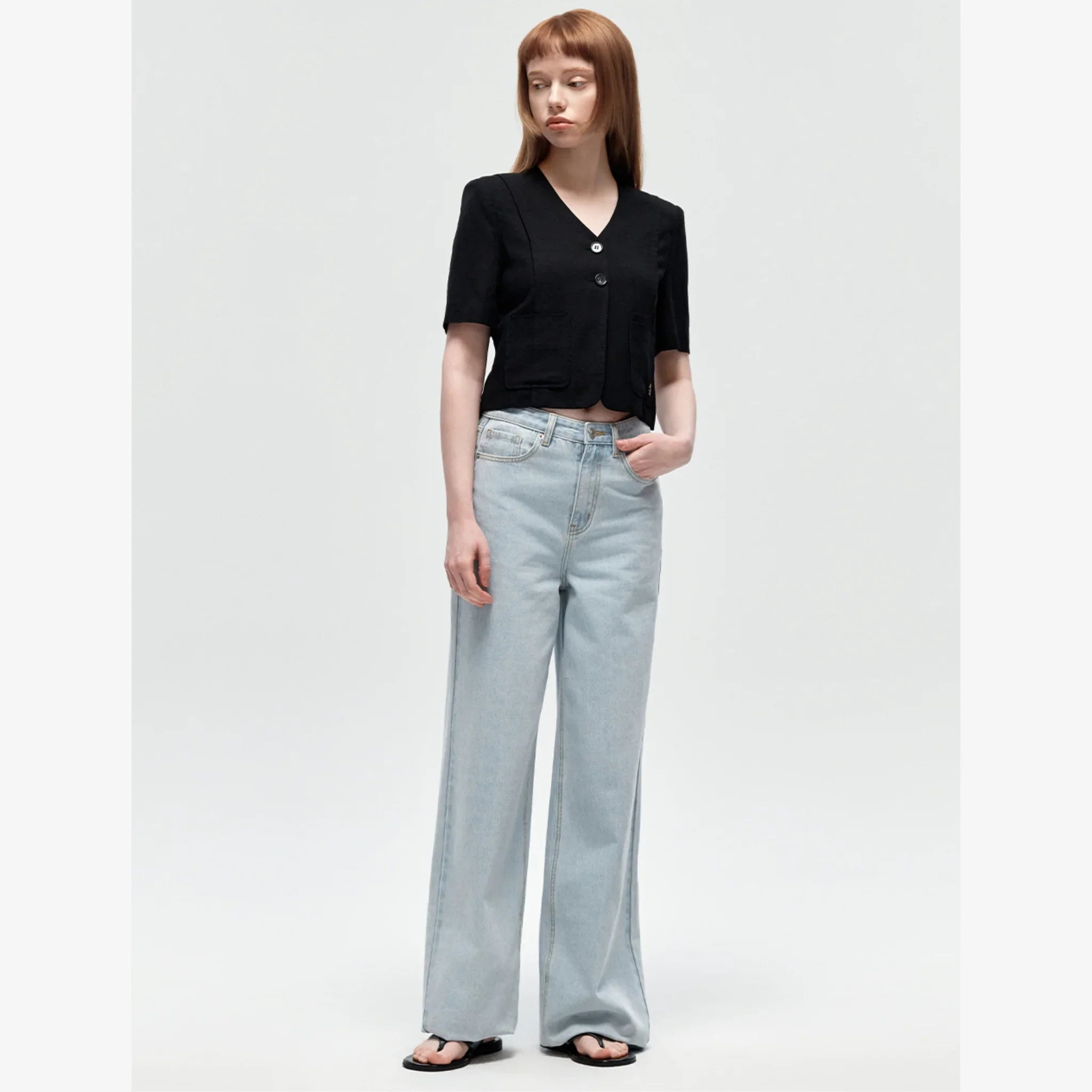 CITYBREEZE LINEN COLLARLESS HALF SLEEVE JACKET-8