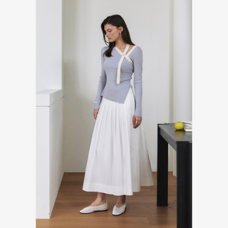 ONE-SHOULDER COLOR-BLOCK KNIT