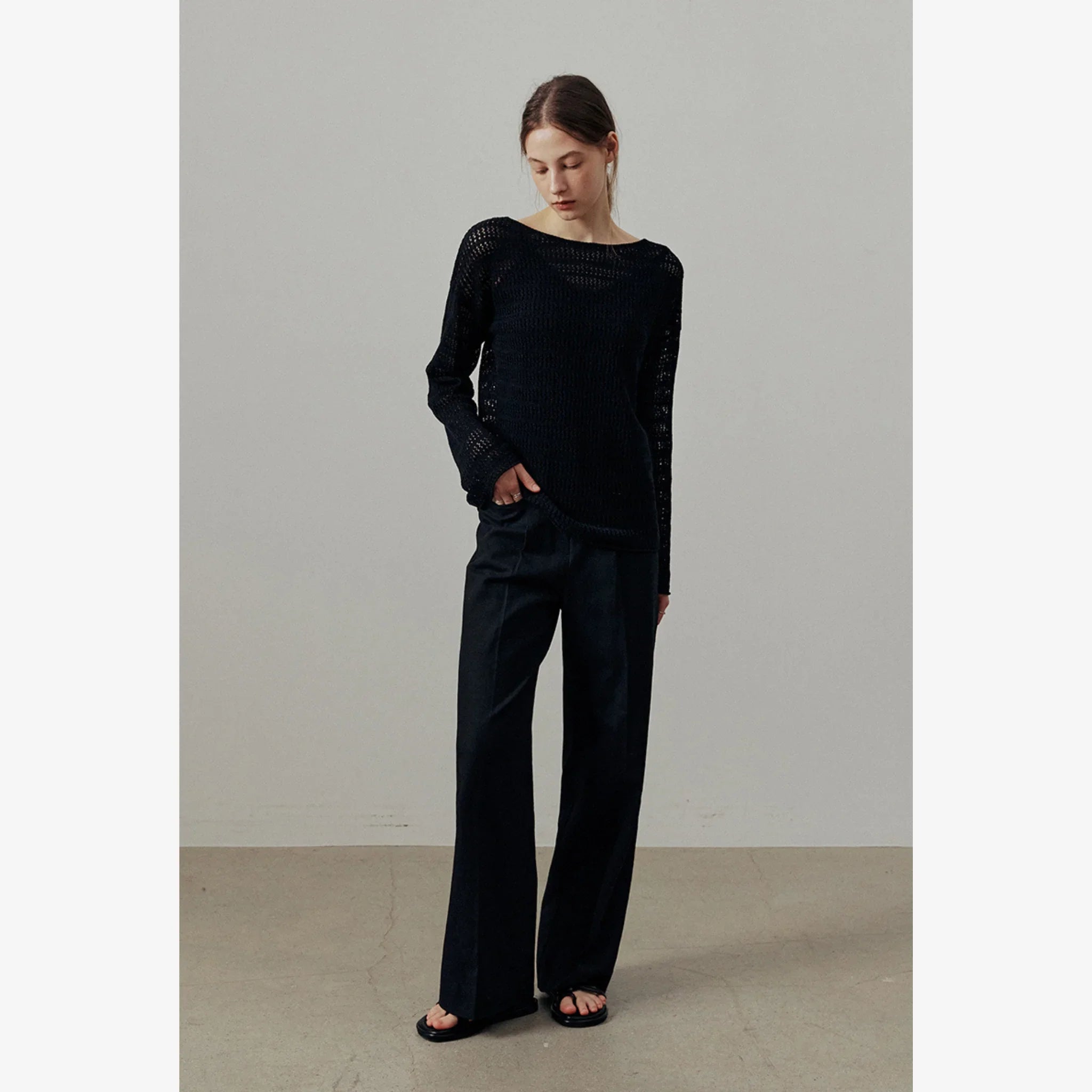 ARTID LINEN BUCKLE WIDE PANTS-8