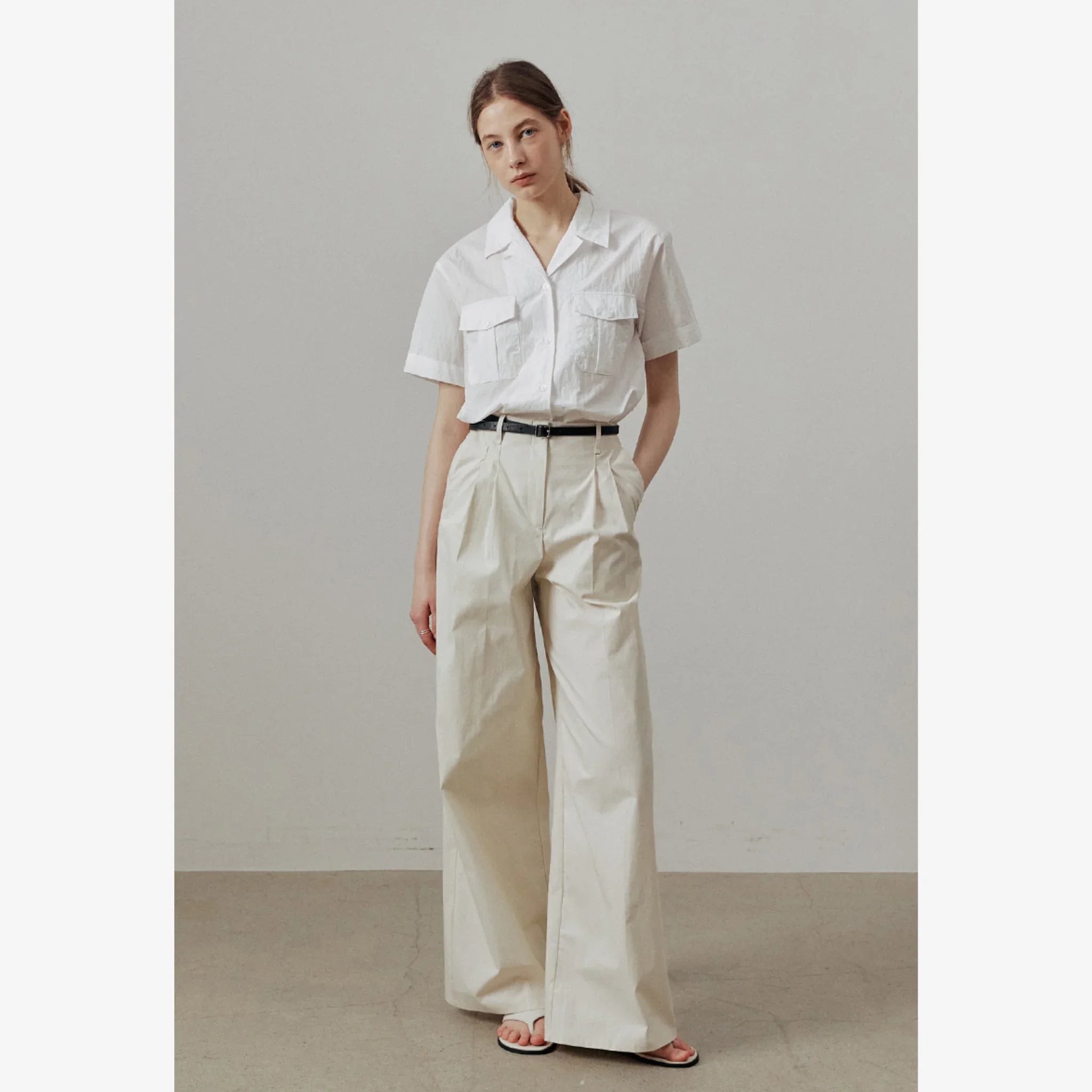 ARTID OPEN COLLAR TWO POCKET SHORT SLEEVE SHIRT-8