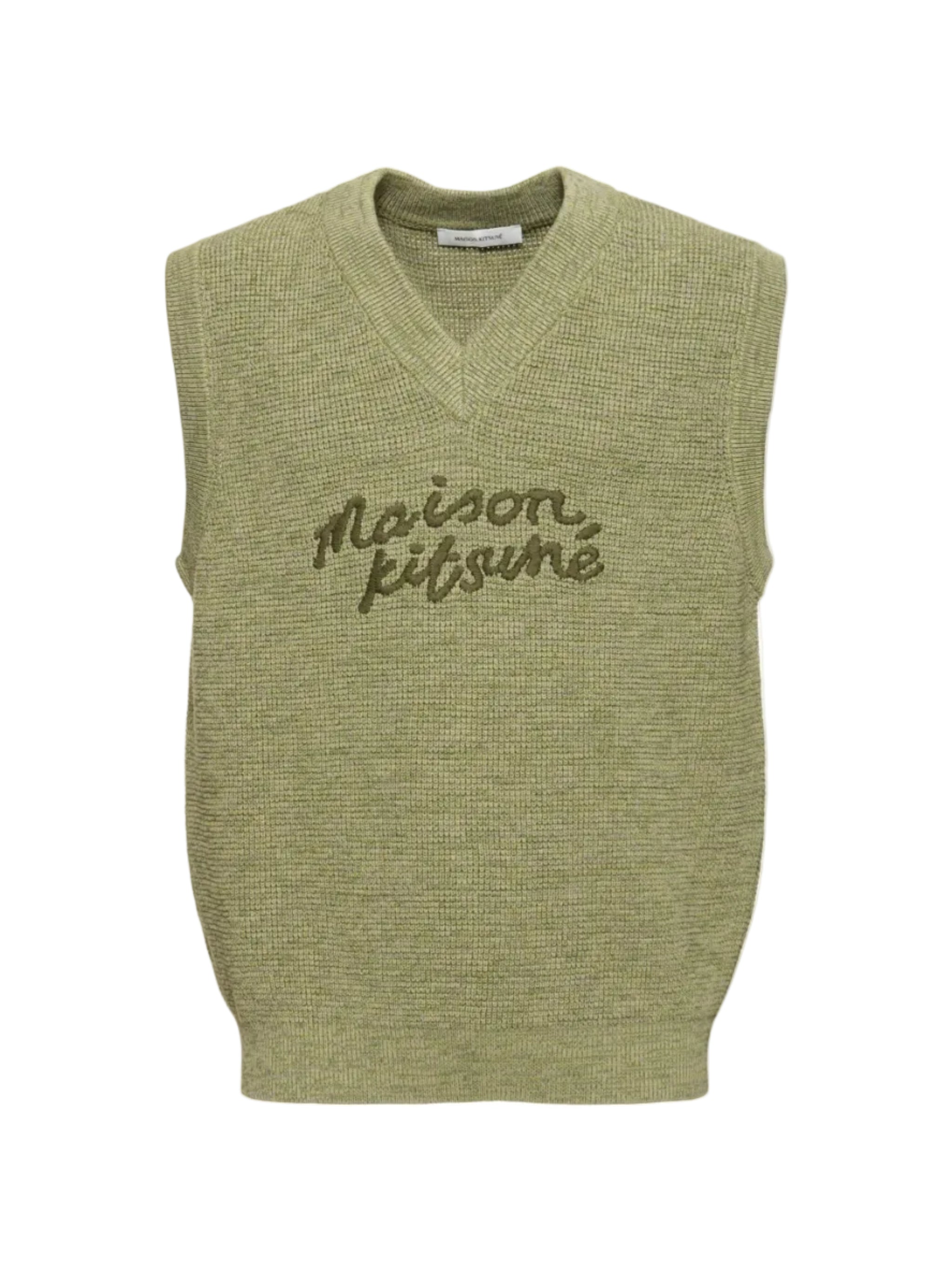 MAISON KITSUNÉ Vネック ニットベスト M MAISON KITSUNE Handwriting Oversize Vest – VIBE TWLV