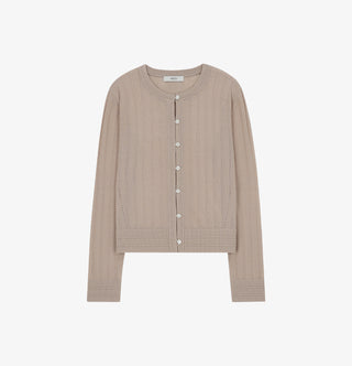 LINEN SEE THROUGH TEXTURED CARDIGAN