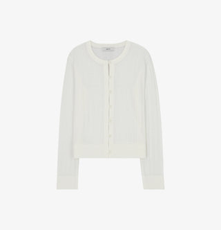 LINEN SEE THROUGH TEXTURED CARDIGAN