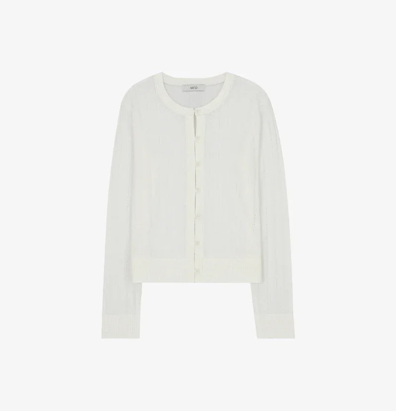 ARTID LINEN SEE THROUGH TEXTURED CARDIGAN-4