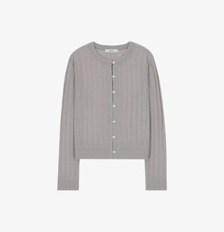 LINEN SEE THROUGH TEXTURED CARDIGAN