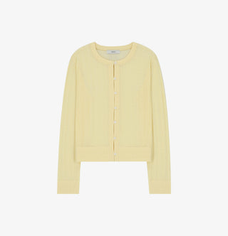 LINEN SEE THROUGH TEXTURED CARDIGAN