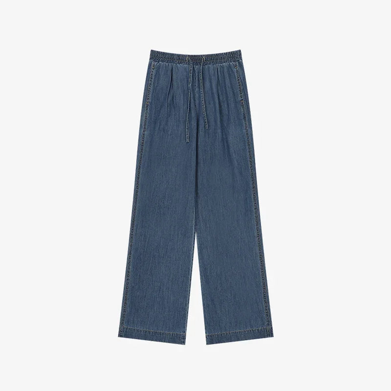 LIGHT TUCK DENIM PANTS-5